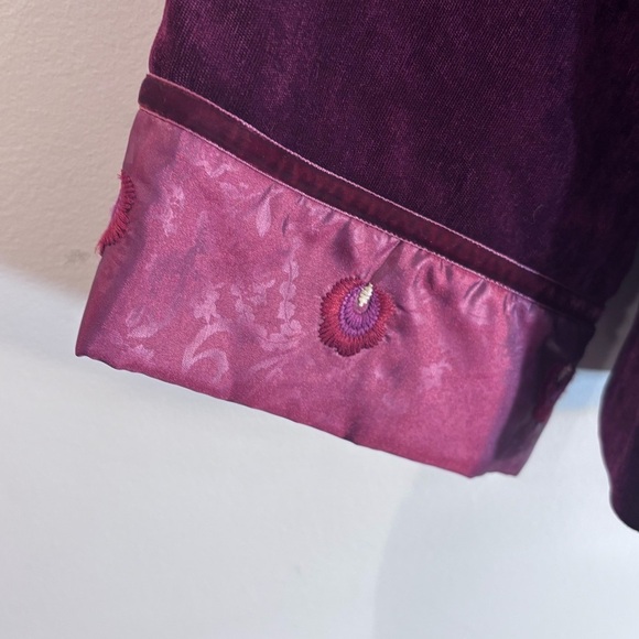 SISSY ME Sz L Velour Jacket with Floral Embroidery 3/4 Sleeves Puffed Collar NEW - Picture 3 of 12